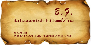Balassovich Filoména névjegykártya